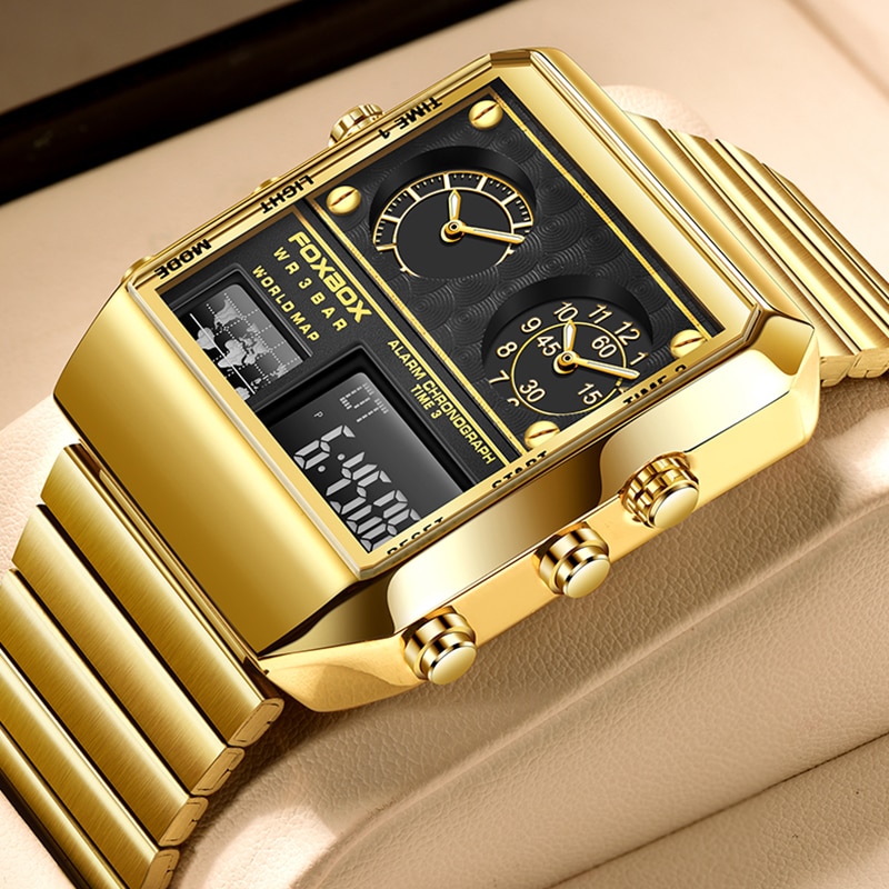 New Creative Square Watch Men Top Brand Luxury Digital Watch Fashion Dual Display Watches For Men Relogio Masculino