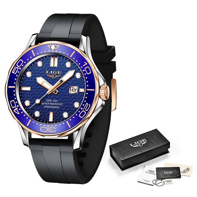 Men Watch Business Date Watch for Men Luxury Sport Quartz Watches Waterproof Luminous Silicone Wristwatch Relogio Masculino