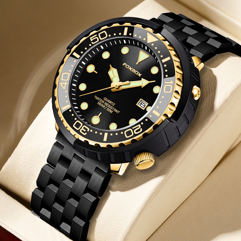 Men Watch 50M Waterproof Luminous Sport Wristwatches Rotating Bezel Quartz Watches with Auto Date Relogio Masculino