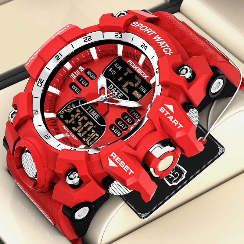 New LIGE  Military Watches for Men Luxury Sport Chronograph Alarm WristWatch ​Waterproof Quartz Big Clock Digital Male Watch