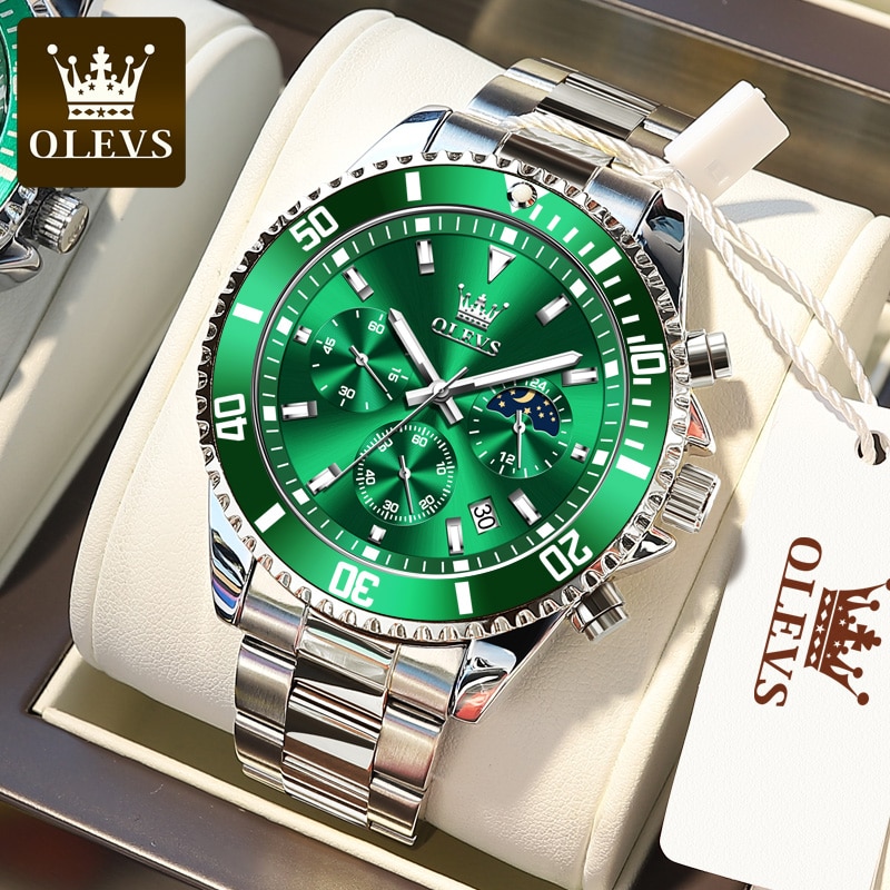 OLEVS Men Watches Fashion Waterproof Quartz Wrist Watch Men Top Brand Luxury Stainless Steel Strap Sport Date Clock Male