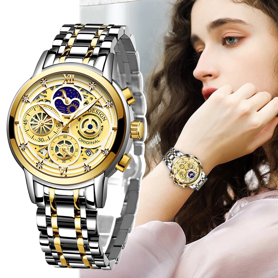 Ladies Watch Woman Luxury Fashion Waterproof Watch for Women Watches Quartz Stainless Steel Clock Gift Relogio Feminino+Box
