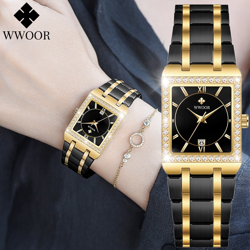 New Fashion Ladies Diamond Watch Top Brand Luxury Square Wrist Watch Simple Women Dress Small Watch Relogio Feminino