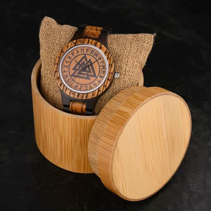 Men Watches Zebra Wood Vintage Watch for Men Come With Bamboo Box Thanksgiving Christmas Gift