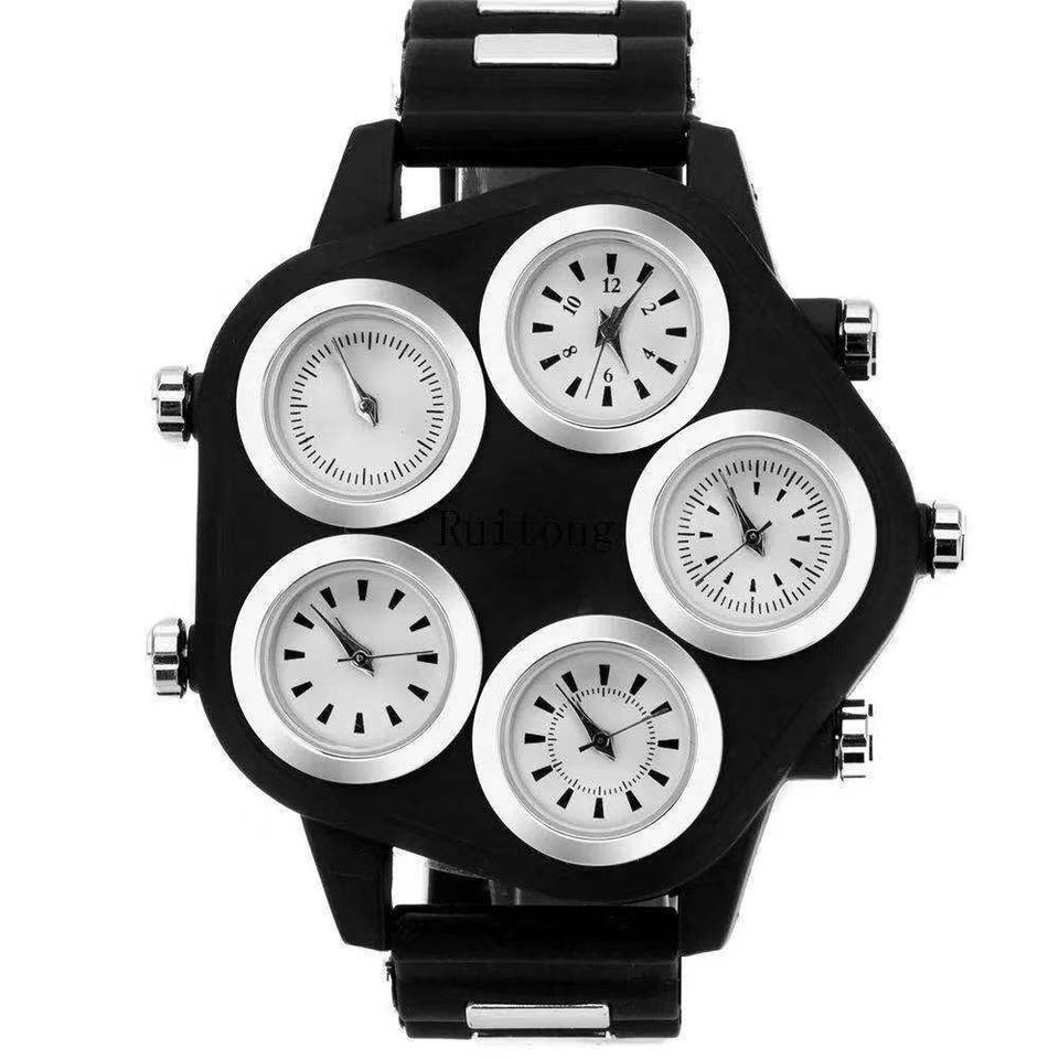 New Trend Luxury Men Watches Large Dial Silicone Waterproof Watch for Men Bar Nightclub Show Multi-dial Quartz Wristwatch Clock