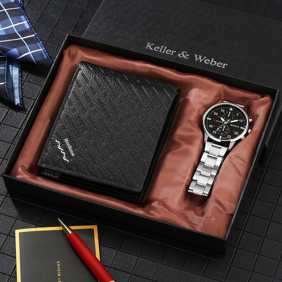 Watch and Wallet Gift Set for Men Top Brand Luxury Business Quartz Wristwatch Boyfriend Men Original Gifts Regalos Para Hombre