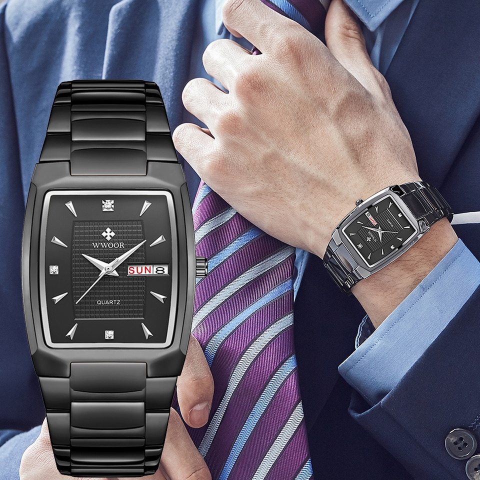 Men’s Wristwatch  WWOOR Brand Luxury Quartz Watch Waterproof Business Male Date Clock Casual Fashion Black Relogio Masculino