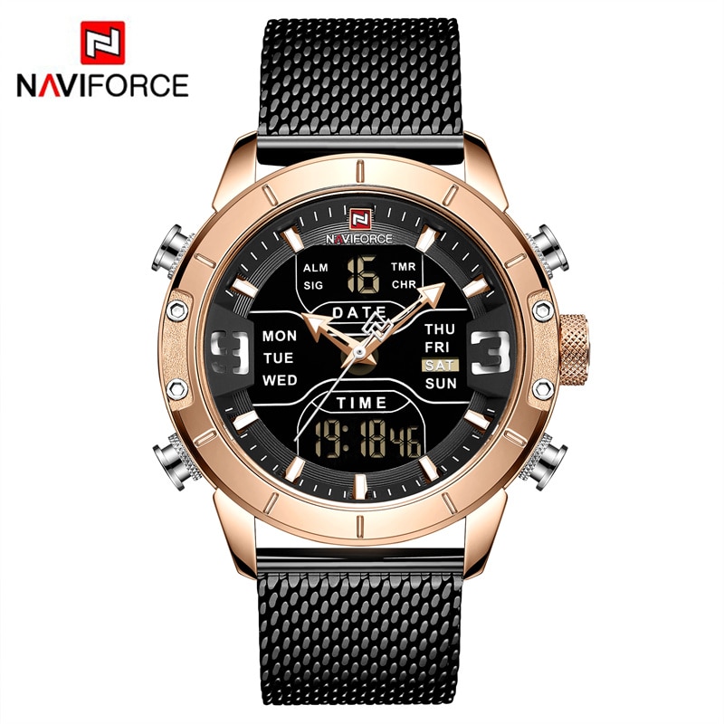 Men Watch Top Luxury Brand Men Military Sport Quartz Wrist Watches Stainless Steel LED Digital Clock Relogio Masculino