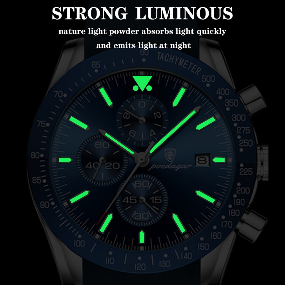Casual Sport Watch Top Brand Creative Chronograph Silicone Strap Date Luminous Waterproof Men Watches Male Clock