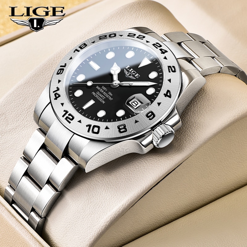 Men Sports Quartz Watches  Stainless Steel Wrist 30M Waterproof Chronograph Luxury Reloj Hombre