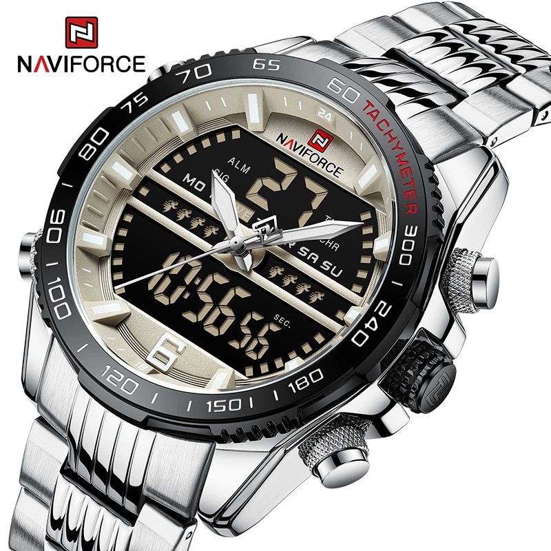 Sport Men Wrist Watch Digital Waterproof Quartz Chronograph Stainless Steel Clock Male Relogio Masculino