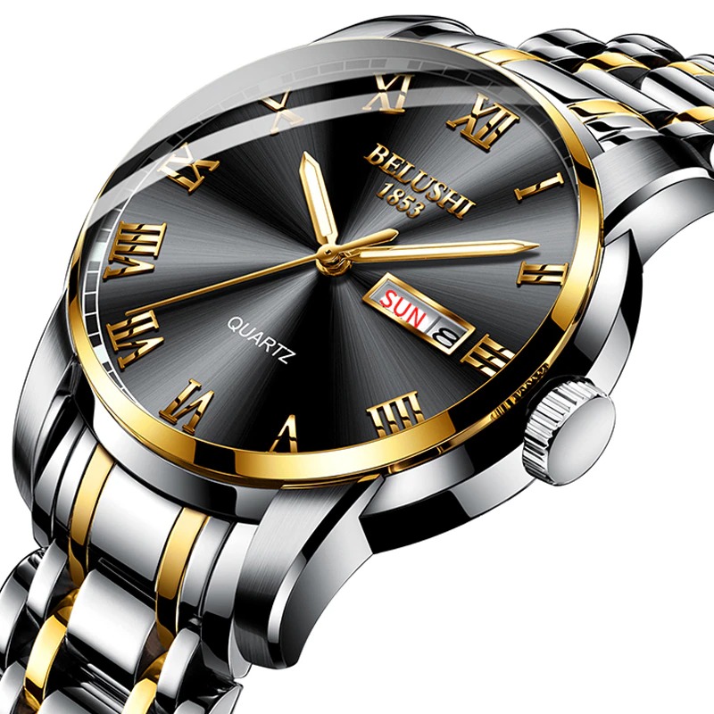 New Men Stainless Steel Business Date Clock Waterproof Luminous Watches Mens Luxury Sport Quartz Wrist Watch