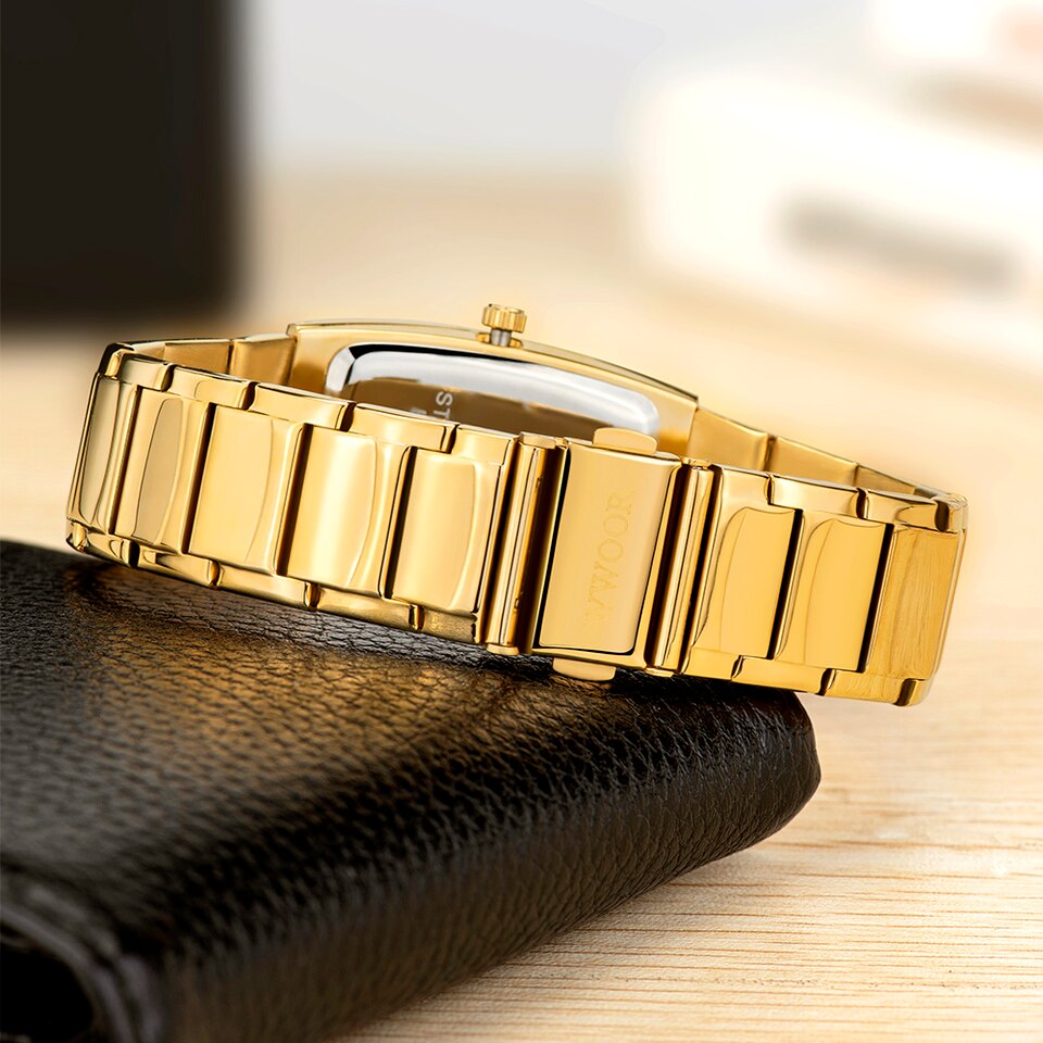 New Square Watch Men – Luxury Stainless Steel Gold Quartz Wristwatch