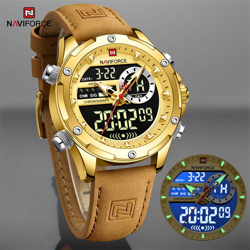 Luxury Brand Original Watches For Men Casual Sports Chronograph Alarm Quartz Wrist Watch Leather Waterproof Clock 9163