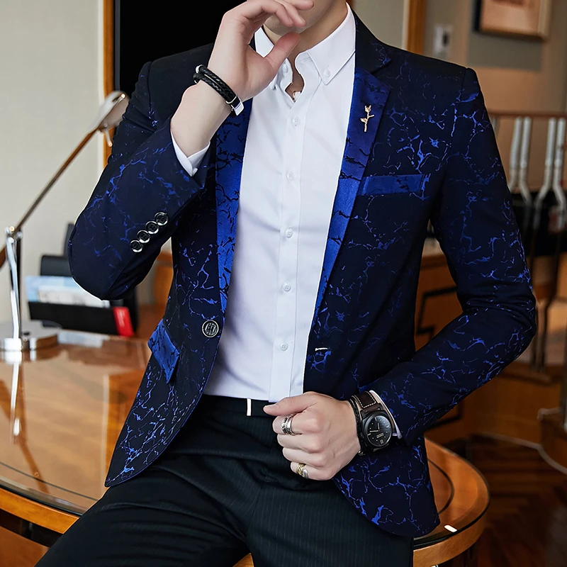 Luxury Banquet Party Jacket Evening Dress Jacquard Casual Business Slim Men’s Wedding Jacket