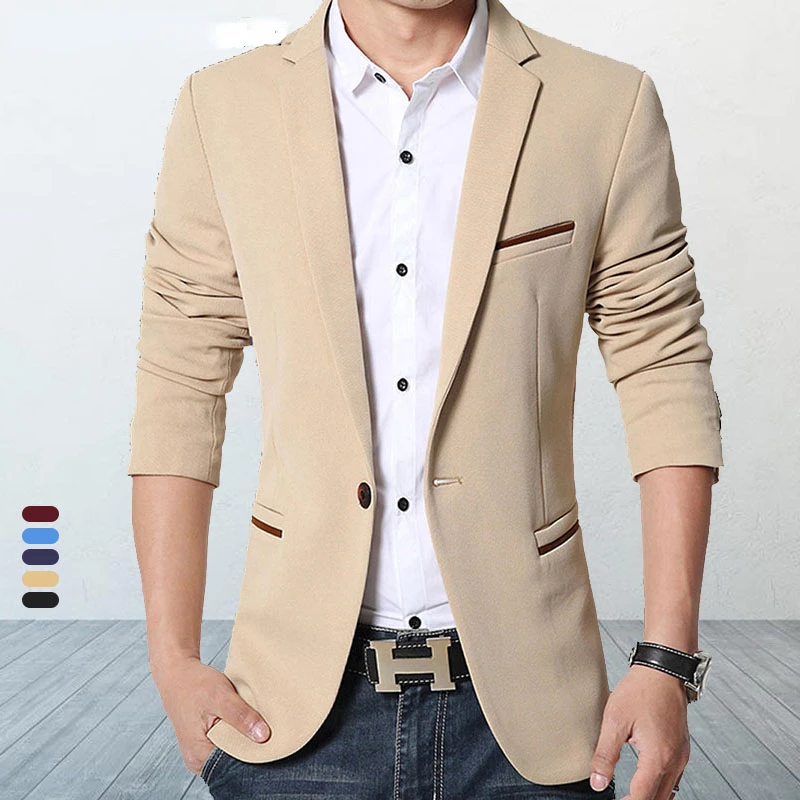 New Men Casual Blazer Autumn New Fashion Slim Business Suit Coat Gentleman High-quality Men’s Clothing