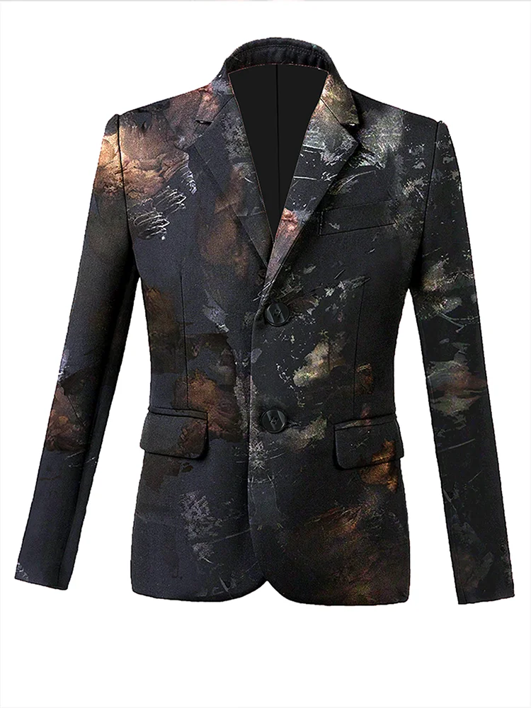 New Printing Men Handsome Youth Senior Suit Elegant Business Casual Blazers