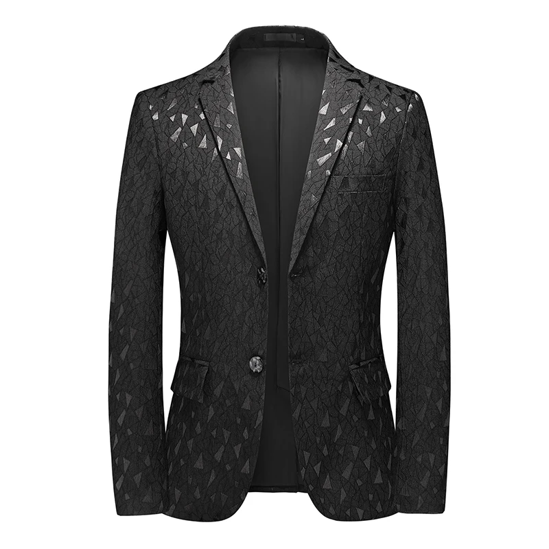 New Classic Black Jacquard Men Business Casual Wedding Party Tuxedo Dress Blazers Slim Fit