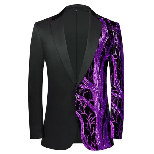 New Men Luxury Wave Striped Gold Sequin Blazer Shawl Lapel One Button Shiny Wedding Party Dinner Tuxedo Blazer - Image 24