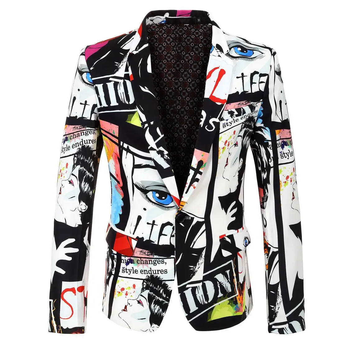 New Jacket for Men Party Blue Animal Print High Quality Blazers