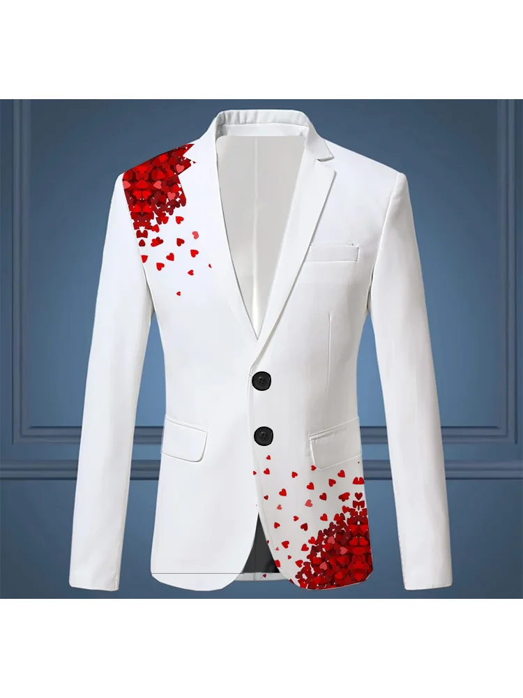 New Love Printed Boutique Men Business Casual Blazer Indoor Office Elegant Slim Interview Office Daily wear