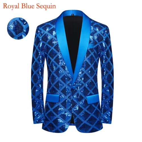 New Men Luxury Wave Striped Gold Sequin Blazer Shawl Lapel One Button Shiny Wedding Party Dinner Tuxedo Blazer - Image 10