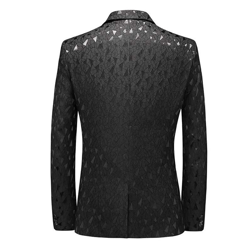 New Classic Black Jacquard Men Business Casual Wedding Party Tuxedo Dress Blazers Slim Fit