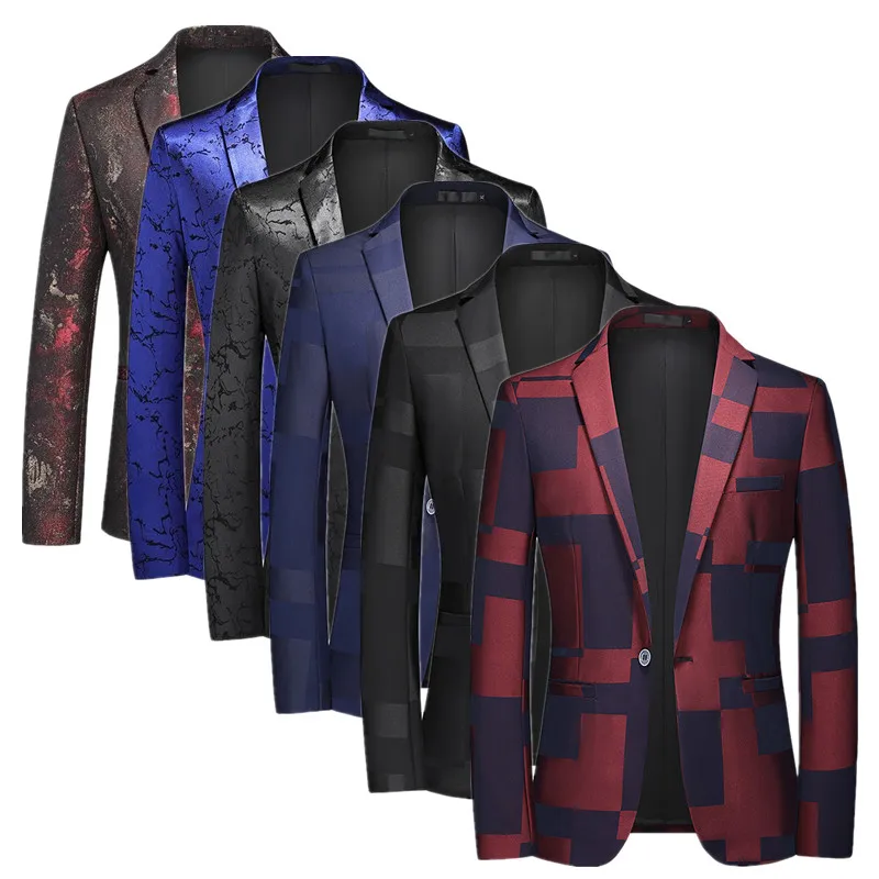 New Men Business Social Summer Single breasted Thin Dress Jacquard Blazers