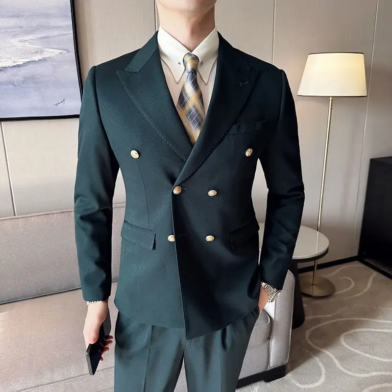 New Men Business Double Breasted Dress Blazer Classic Fashionable Promotion Coat High Quality