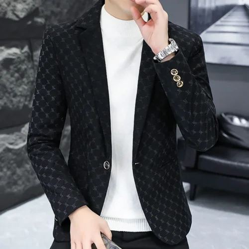 New Autumn Brand Men Jacket High Quality Business Casual Blazer - Image 4